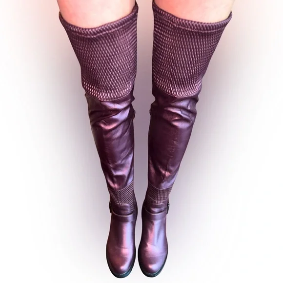 Plum Over-the-Knee Boots - Picture 1 of 8